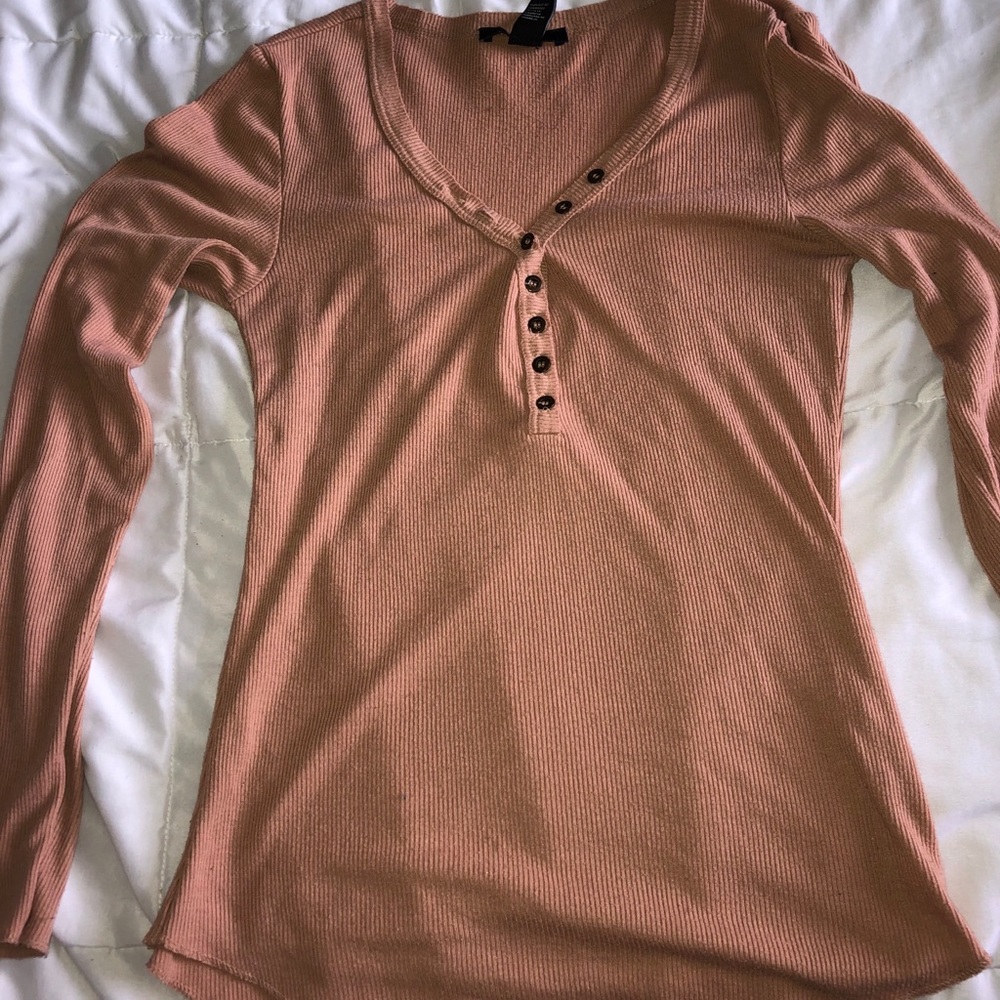 Tan long sleeve button down shirt